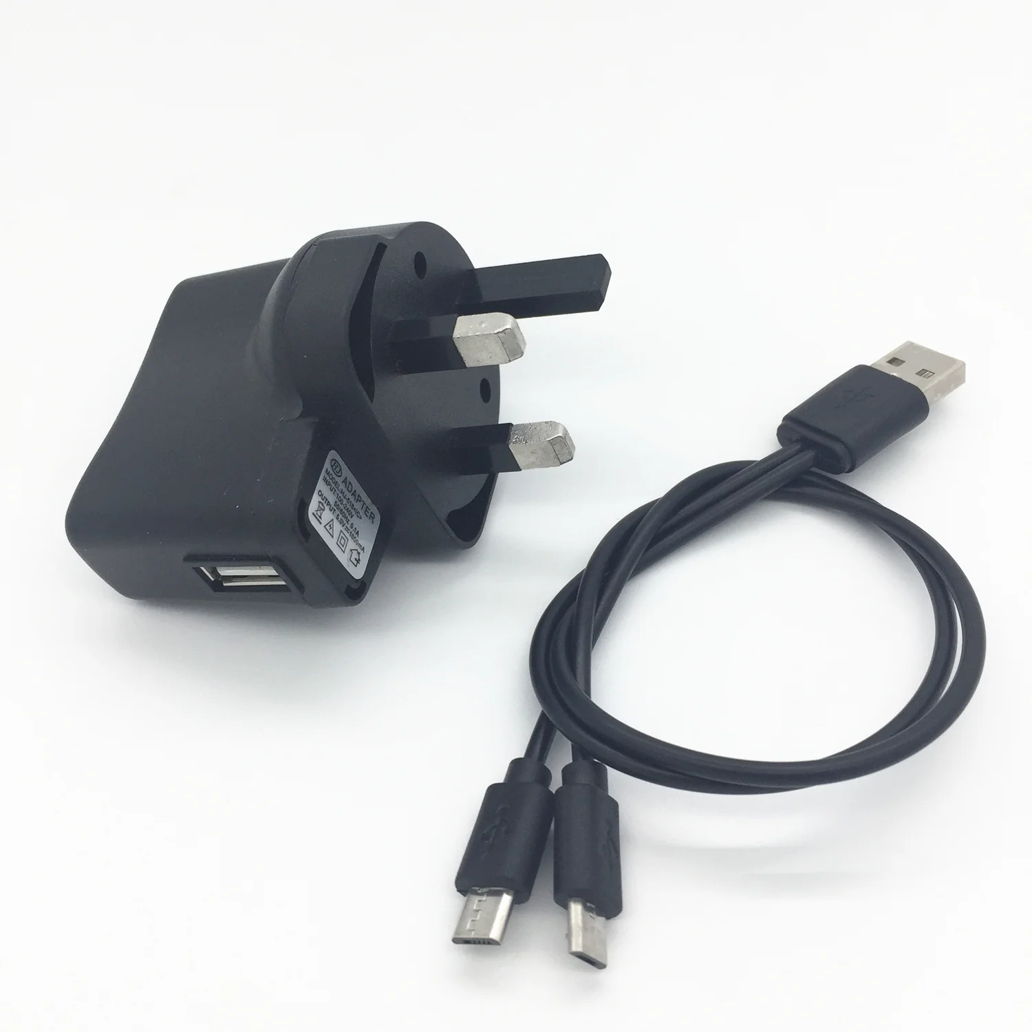 US/AU/EU/UK PLUG Wall+ Short USB A Male To 2 Micro B USB Male for Samsung HTC LG SONY Huawei ZTE  Xiaomi Cable Black