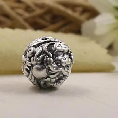 

3D 100% 999 Silver Beads Pure Silver Power Dragon Beads Good Luck Dragon Beads DIY Bracelet Beads