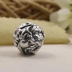 3D 100% 999 Silver Beads Pure Silver Power Dragon Beads Good Luck Dragon Beads DIY Bracelet Beads