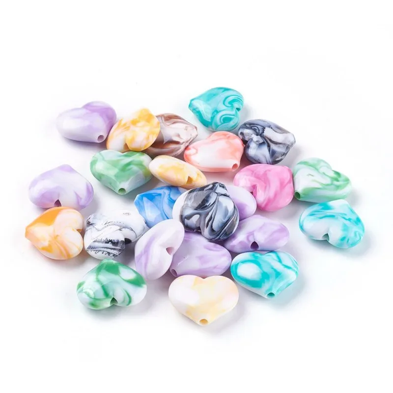 

about 230pcs/500g Acrylic Imitation Gemstone Heart Shape Bead for jewelry making DIY bracelet necklace 20x23x8~8.5mm F70