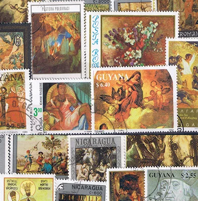 New 50Pcs/Lot Artist Paint Famous Paintings All Different From Many Countries NO Repeat  Postage Stamps for Collecting