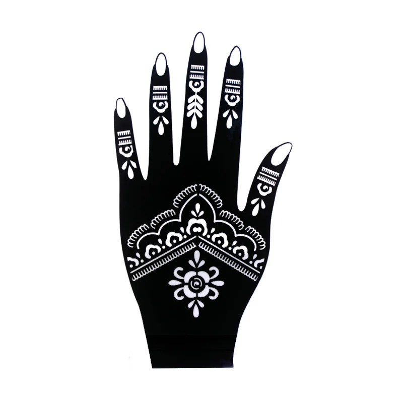 3 teile/los Hände Füße Henna Tattoo Schablonen Set für Körperfarbe, Glitzer Airbrush Blume Mehndi Tattoo Schablone Vorlagen 20*10,5 cm