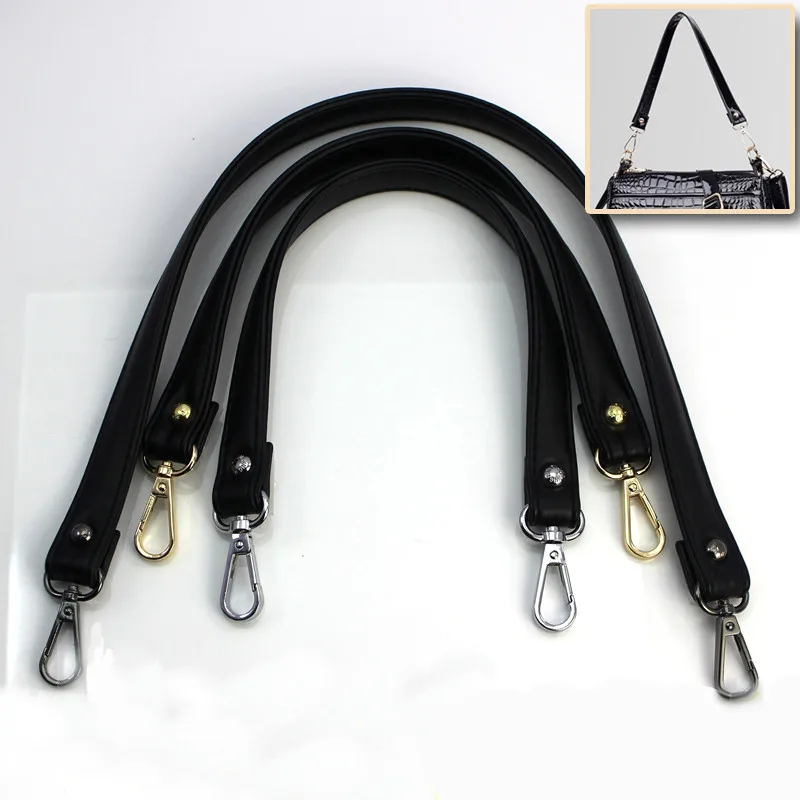 PU Leather balck Shoulder strap handbag bag strap belt DIY accessories handle with clasp 43 cm and 60cm 1pcs/lot