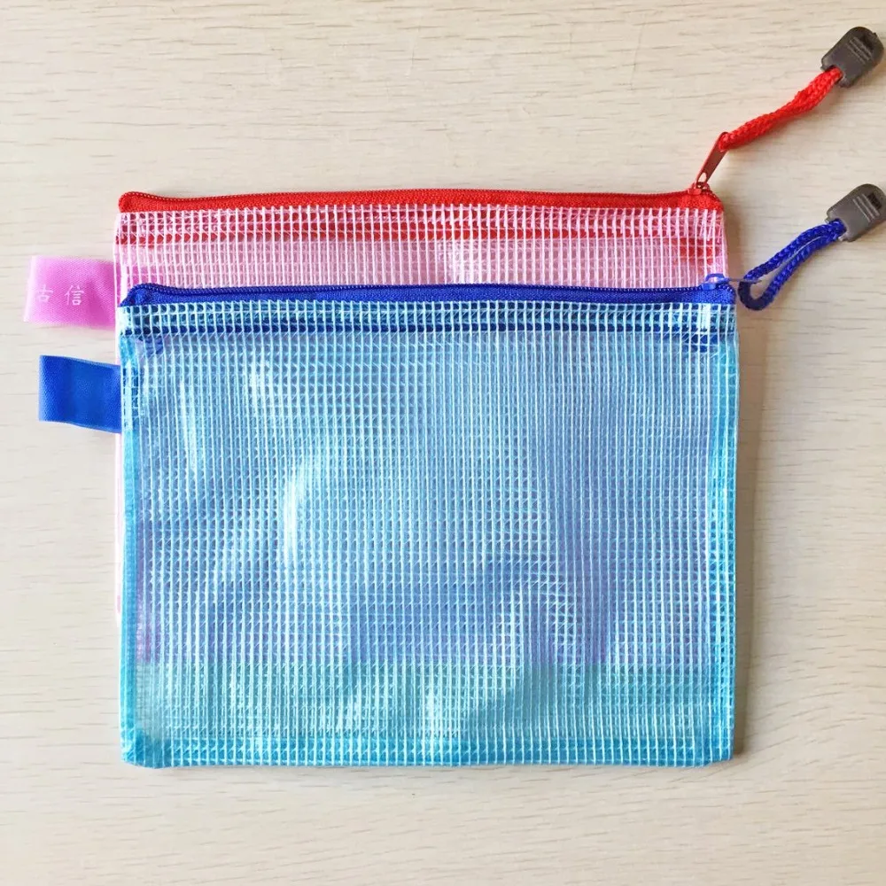 Office Supplies A4 Mesh Zipper File Bag Transparent Portable Document Bag 4 PCS/Lot PVC Paper Organizer Bags