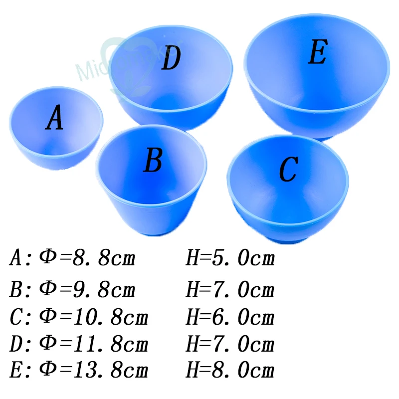 

Dental Lab 5Pcs Silicone Flexible Rubber Blue Mixing Bowl +3Pcs Spatulas