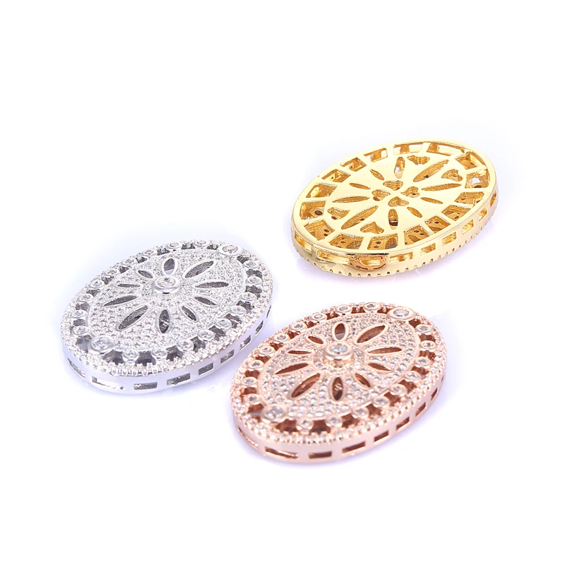 Copper Micro Pave Jewelry Shining Zircon Flower Charms For Bracelet & Necklace Wholesale Charms Jewelry Accessories Bijoux Gift