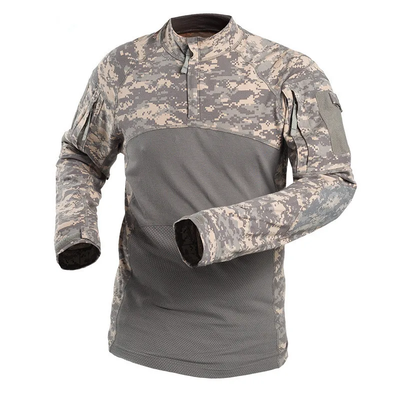 Imagem -03 - Camisa Esportiva de Algodão Respirável Manga Longa Masculina Tops de Camuflagem Masculina Tiro ao ar Livre Caça Escalada Camping Treinamento