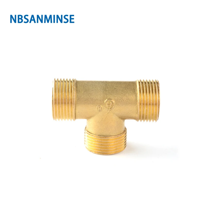 

NBSANMINSE 10pcs/lot SM1013 Reducing Tee Brass Fitting 1/2 3/8 3/4 for Water Heating Connector Joint