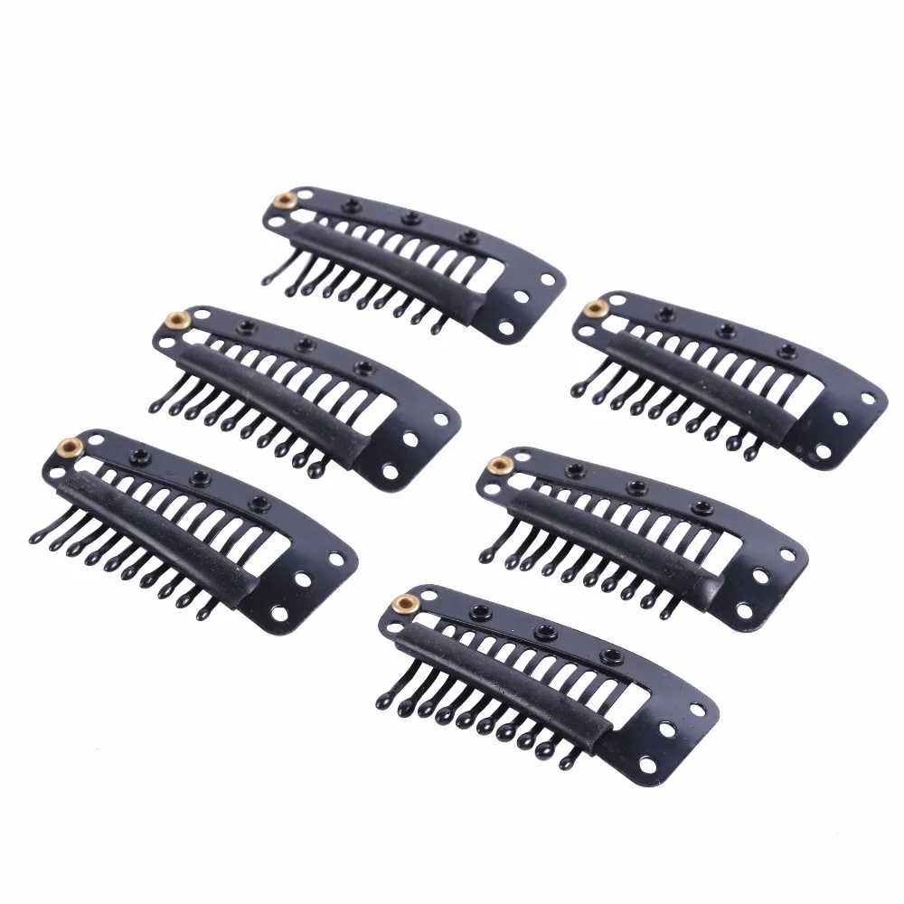 Pinzas para el cabello para pelucas, 100 Uds., 36mm, 10 dientes, Clips a presión con parte trasera de silicona para extensión de accesorios para el cabello, 4 colores disponibles