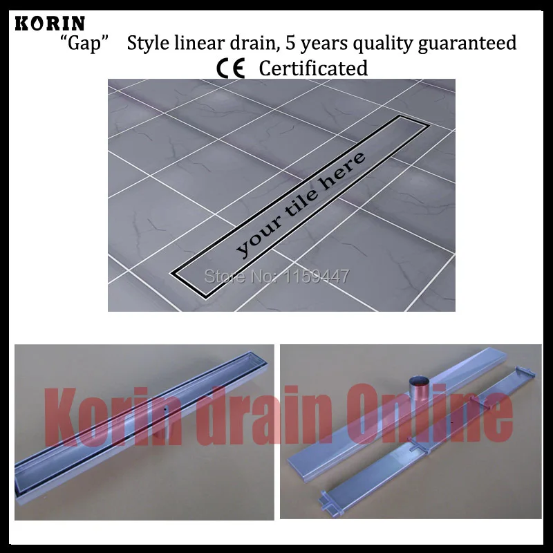 

600mm "Tile" Style Stainless Steel 304 Linear Shower Drain, Vertical Drain, Floor Waste, Long floor drain, Shower channel