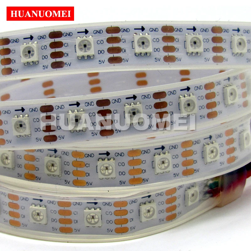 1M 60LEDs/m HD107S(similar APA102) Magic Digital Dream Color RGB LED Strip 5050 SMD Flexible Tape,DC5V,WHITE PCB,Waterproof IP67