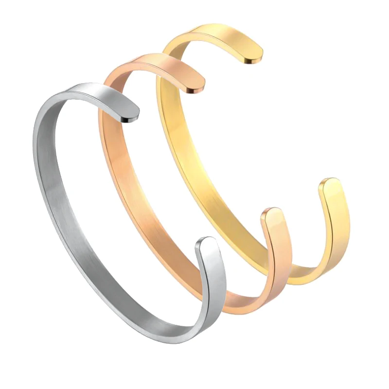 Nextvance New Stainless Steel Personalized Simple Cuff Bracelets for Women Men Custom Engraved DIY Bangle Hand Armband Punk Gift