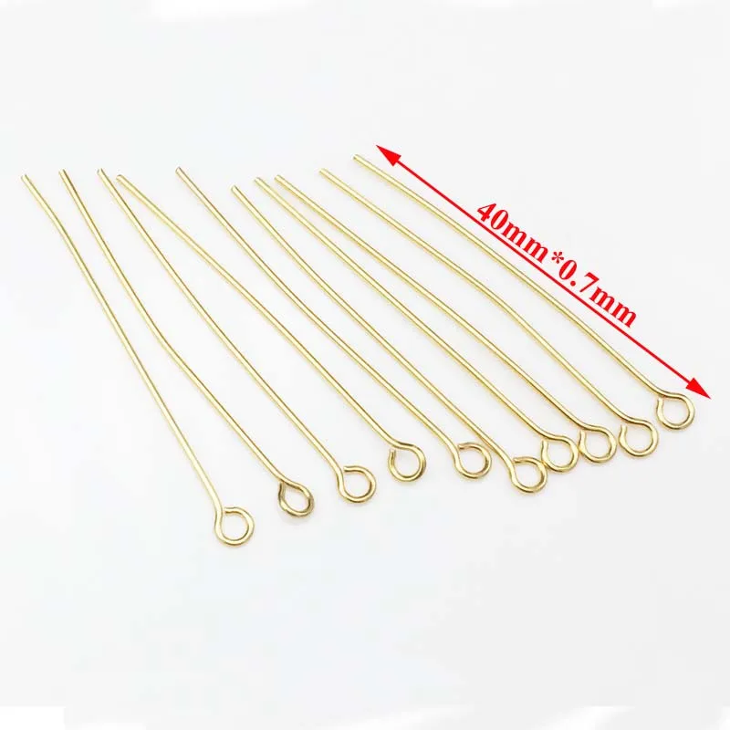 

Gold Tone Stainless Steel Eye Pins Findings Head Pins 2.1mm Hole 0.7mm thichness, DIY Jewelry Making