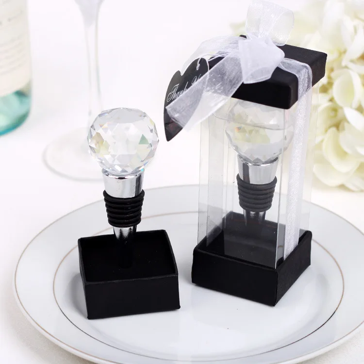 

Free shipping personalized Creative crystal ball metal wine bottle stopper wedding favors and gifts event party supplies lin4532