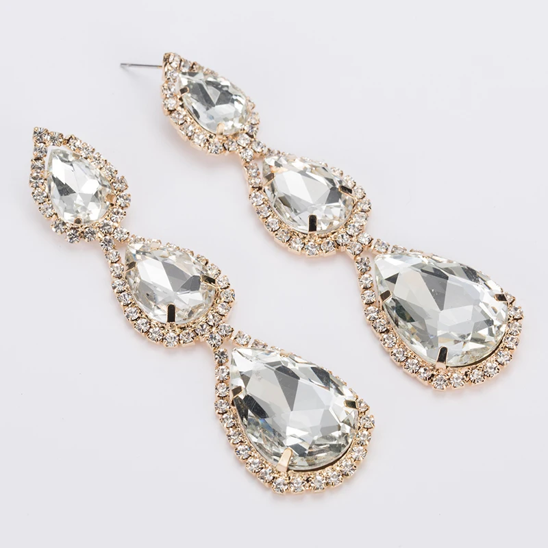 Fashion Brand Rhinestone Classic Crystal Earring Gold and Silver Color Bridal Wedding Jewelry Guft Drop Shipping E290