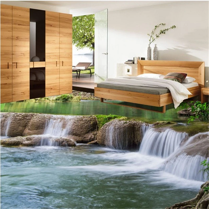 

beibehang papel de parede custom Waterfall water PVC mural theme hotel guest house apartment bedroom flooring wallpaper mural