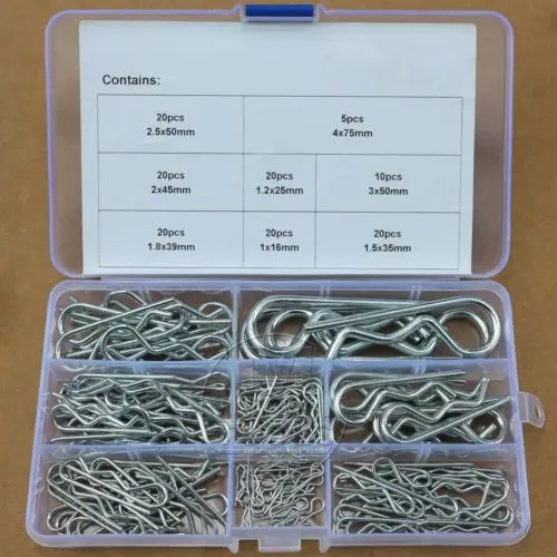 8 kinds Industrial R Pins Mechanical Hitch Hair Pin Tractor Clip Assortment Kit