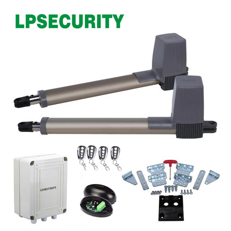 LPSECURITY 4 remote controls Swing Gate Opener Electrical gate motors for swing gate linear actuator with optional parts