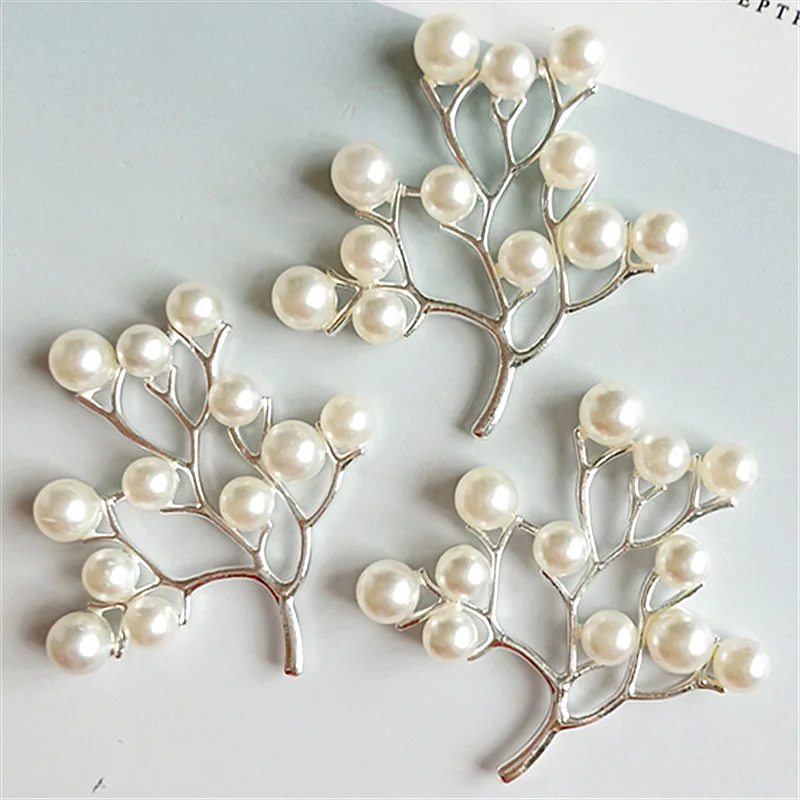 10 Pcs/Lot Alloy Creative Gold Pearls Leaf Pendant Buttons Ornaments Jewelry Earrings Choker Hair DIY Jewelry Accessories