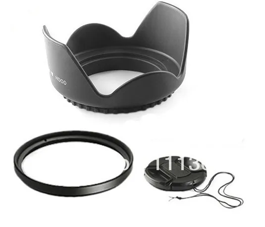 62mm 62 mm Flower Lens Hood +UV Filter +Lens Cap for Canon EOS 400D 550D 500D 600D 1100D Nikon D80 D50 D7000 D3100 DS DSLR