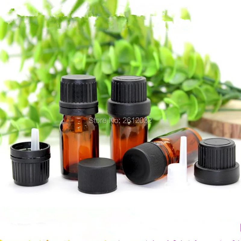 Perfume Sample Tubes Bottles 5ml Amber Glass Essential Oil Bottle with cap Brown Vial Small Essential Oil Bottle F2017207