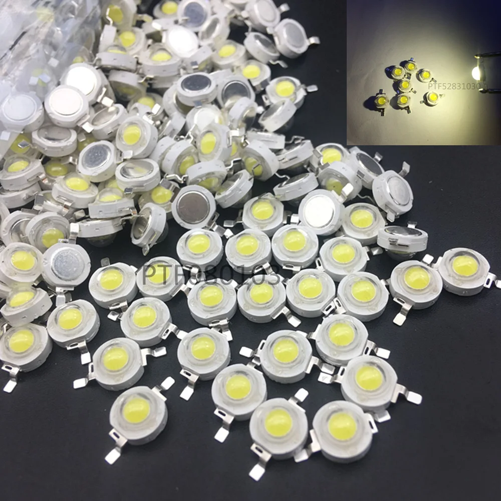 10 20 50 100pcs1W 3W Cool/Pure White Warm White Cold White 200~260LM LED Emitter Light Lamp 3000k 4500k 10000k 20000k 30000k