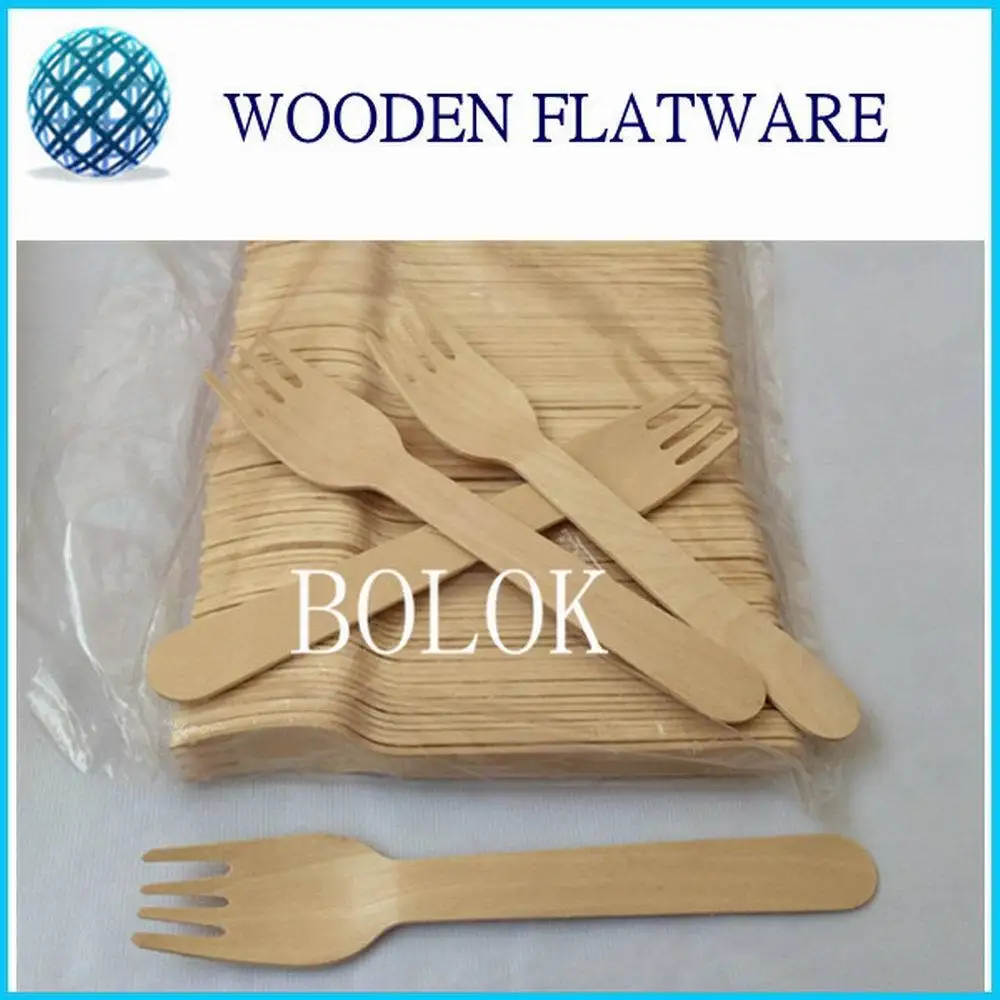 500pcs Free Shipping Eco-Friendly Disposable Wooden Fork Heavy Weight 100 / Pack 16cm Flatware cutlery birch wood dessert