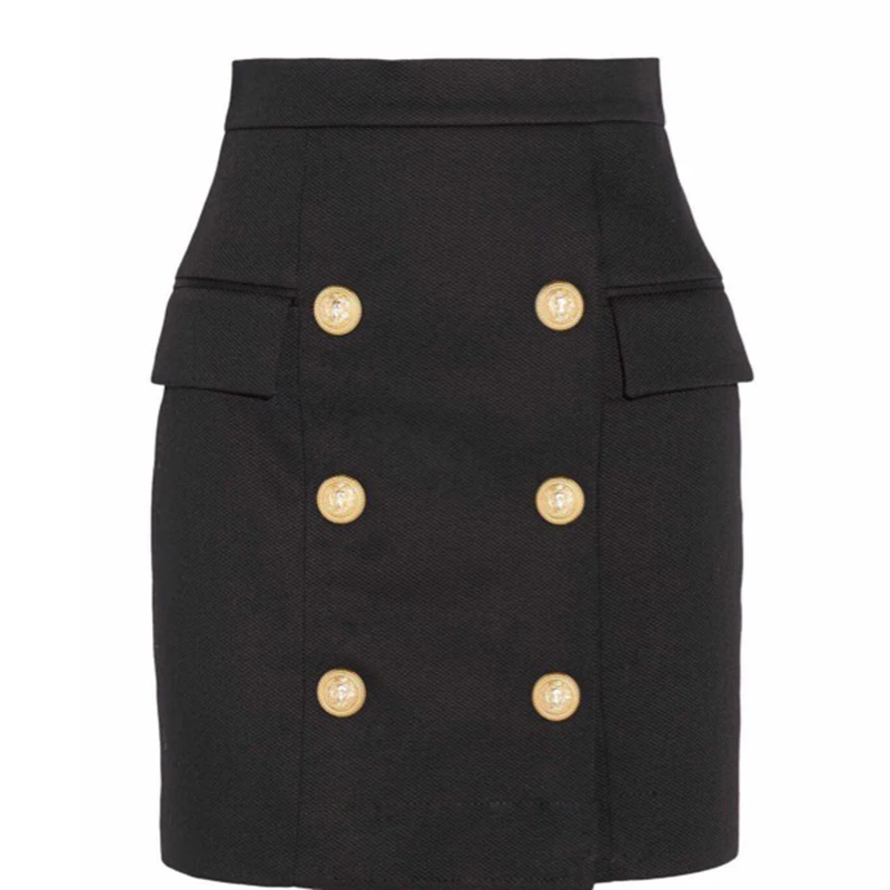 New Fashion Runway 2024 Designer Skirt Women\'s Metal Lion Buttons Embellished Mini Skirt