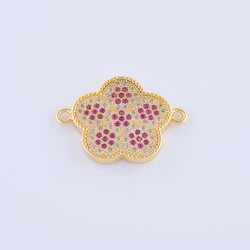 5 pieces Jewelry Bijoux Colorful Zircon Flower Charms For Jewelry Making Wholesale Copper Micro Pave Czech Charms Diy Finding