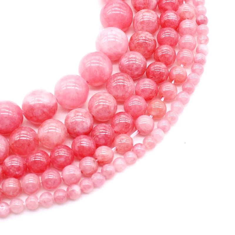 Natural Pink Angelite Stone Beads Round Loose Spacer Beads 15''Strand/Inch 4/6/8/10/12mm For Jewelry Making DIY Bracelets Neckla