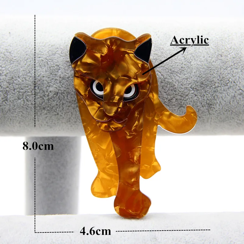 FishSheep Acrylic Leopard Brooches for Women Big Resin Animal Lion Tiger Brooch Pins Female Broches Jewelry Clothing Accessories