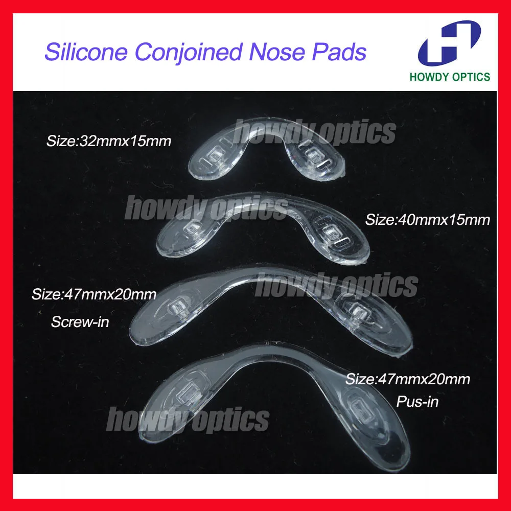 20pcs Eyeglasses Silicone Conjoined Push In Nose Pads Screw In Nose Pad 32mmx15mm 40mm15mm 47mmx20mm