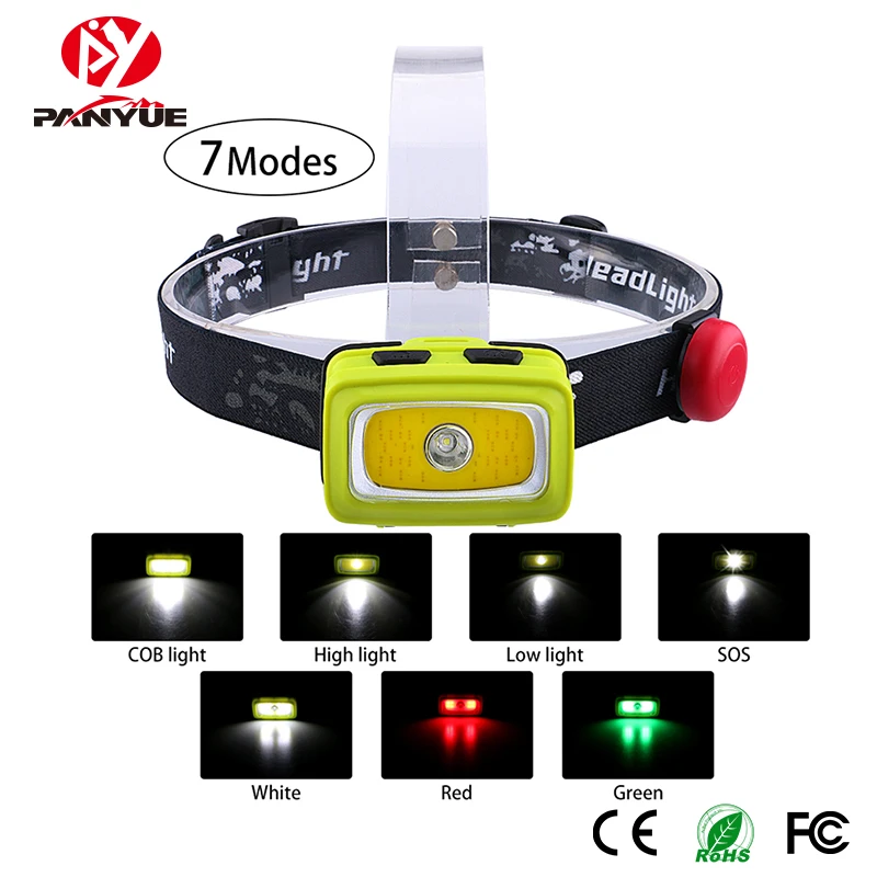 

PANYUE 10PCS High Quality 7 Modes COB R5 Led Waterproof Professional Mini Led Headlamp For Climbing Riding Fishing Hunting