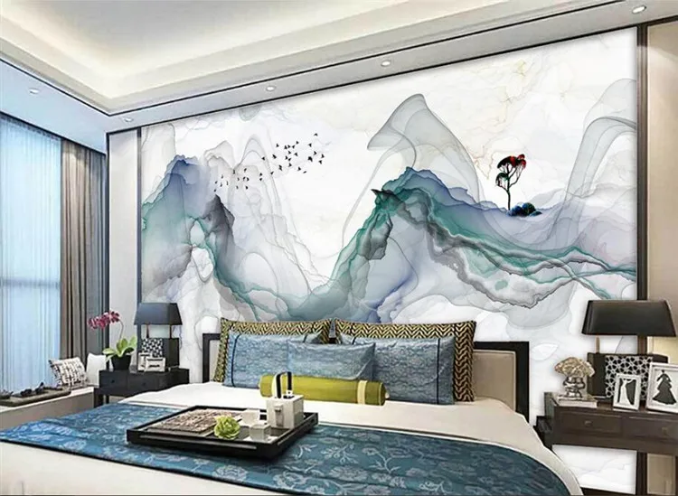 3D photo wall mural Custom wallpaper Artistic abstraction ink landscape TV background wall 3d room wallpaper 3d floor