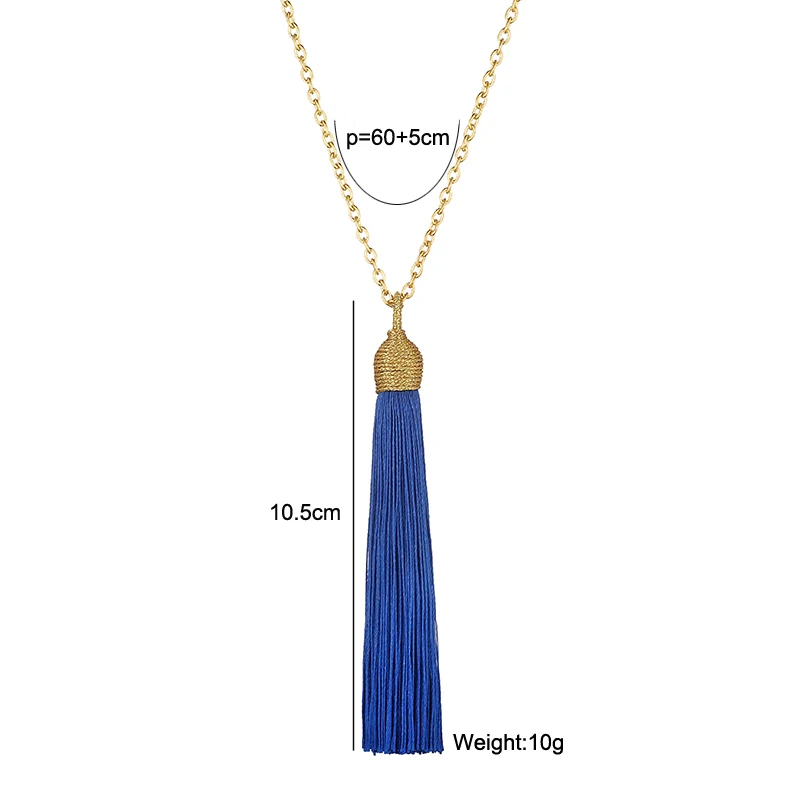 Fashion Long Tassel Pendant Necklace For Women Gold Color Chain Jewelry Vintage Statement Fringe Bohemian Necklace Collier Femme