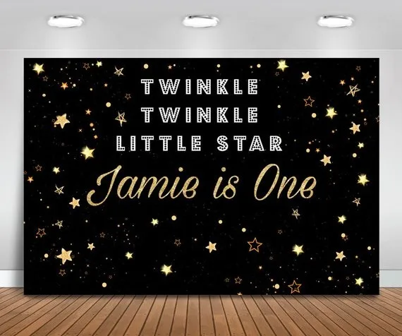 

Custom Twinkle Twinkle Little Star Black Party photography backgrounds Computer print birthday backdrop