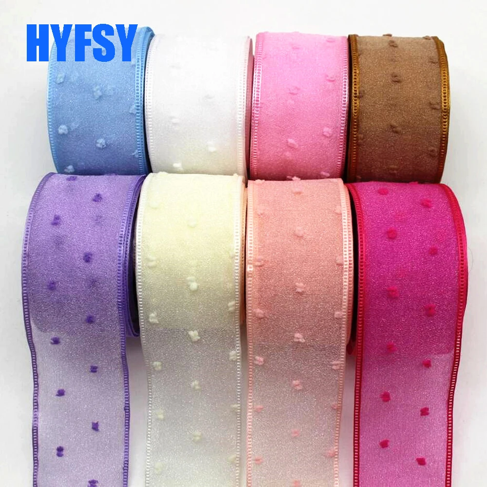 20 Yards 40MM Dots Double Pile Point Tulle Ribbon DIY Handmade Materials Home Decoration Gift Wrapping Doll Wedding Bows Layer