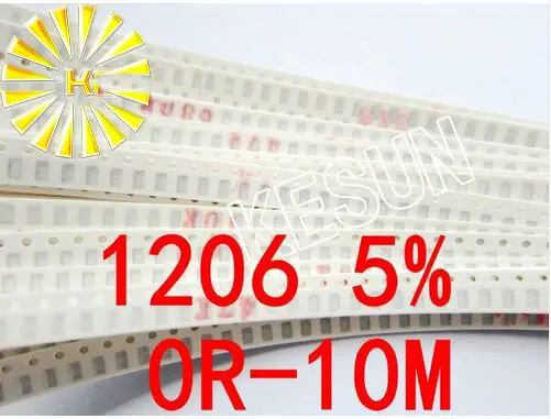 40valuesX50pcs=2000pcs 1206 SMD Resistor Kit Assorted Kit 0R-10M ohm 5% Sample Kit Sample bag