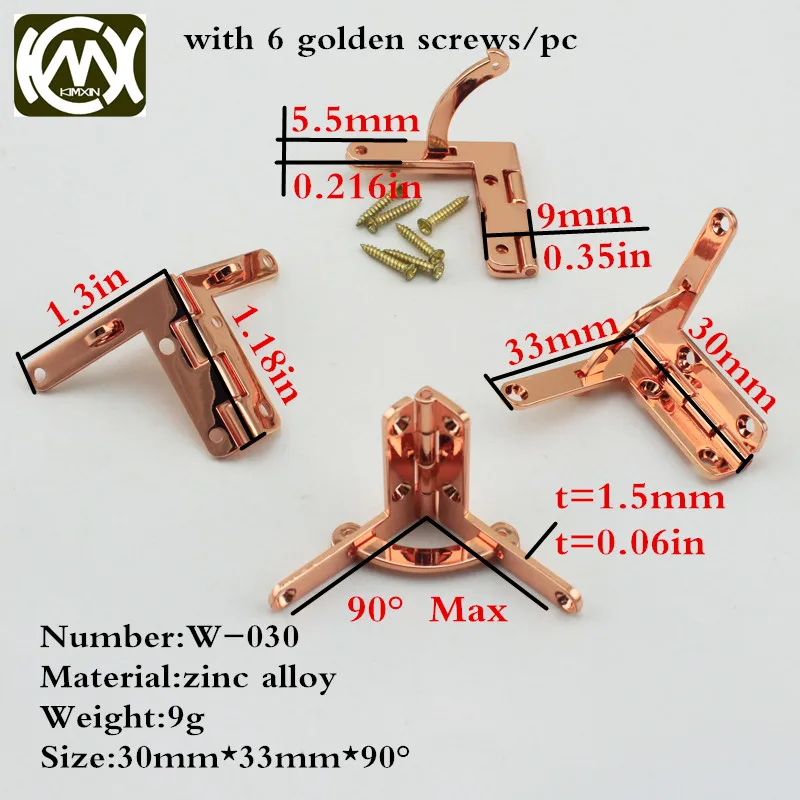 20pc 30*33mm High-grade Zinc alloy Jewelry box hinges Gif box hinge Jewelry box hardware Quality assurance W/screw KIMXIN W-030