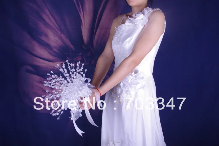 HOT SALE!!!  6 X Beautiful Crystal  bouquet On  Silver Stem,Pretty Bridal  Bouquet. ( Free Shipping by EMS)