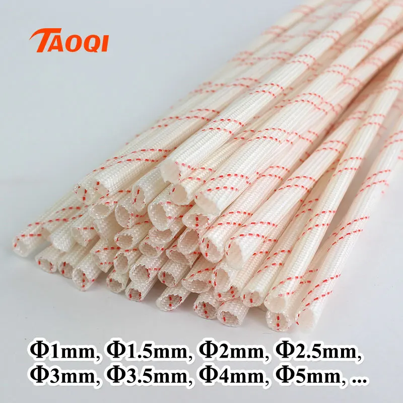 1M/Lot 1mm 1.5mm 2mm 2.5mm 3mm 3.5mm -60mm 600 Deg High Temperature Braided Soft Fiberglass Sleeving Fiber Glass Tube Tubing