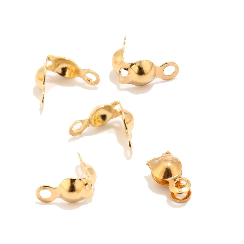 200pcs 304 Stainless Steel Gold Bead Tips Knot Covers for Jewelry Making DIY Findings Crafts  2.5mm/3mm Ball