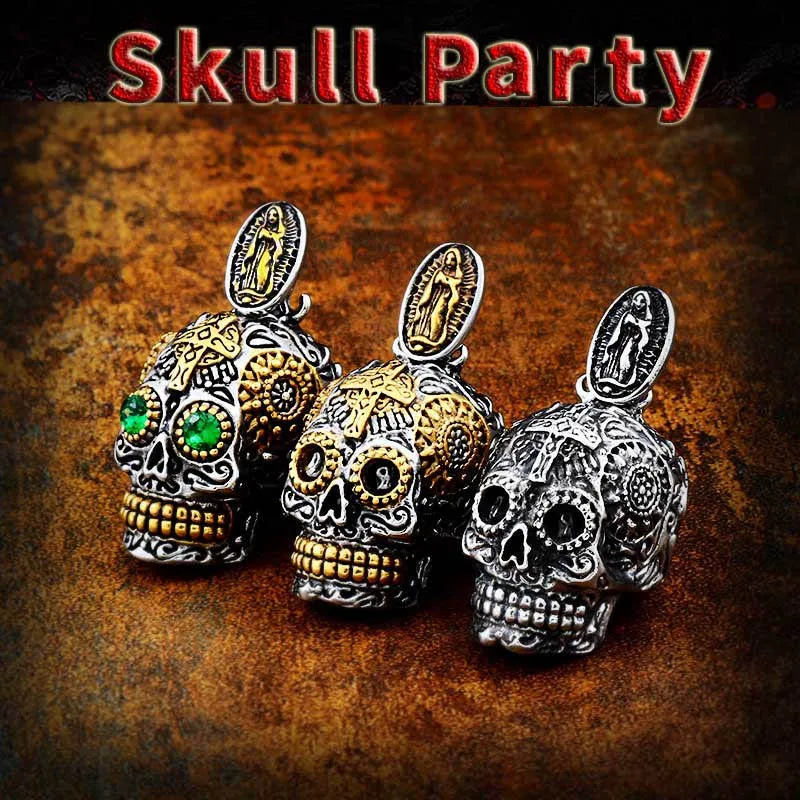 BEIER Cool Men\'s Gothic Carving Pendant Necklace  Stainless Steel High Quality Detail Biker Skull Jewelry  for man BP8-256