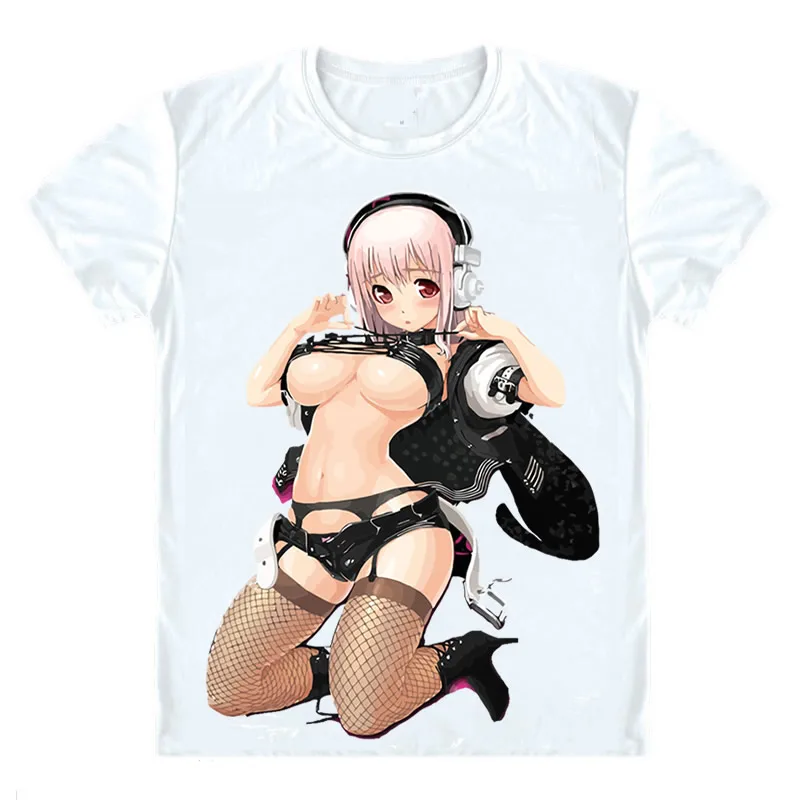 SoniAni Super Sonico T-Shirts Short Sleeve Shirts Anime Manga Supa Soniko SoniComi Sonico SoniKoma Sexy Bikini Cosplay Shirt