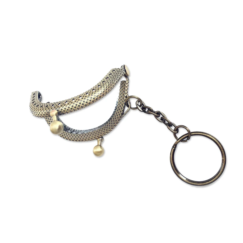 10Pcs 5cm Metal Purse Frame Antique Bronze Coin Handle With Keyring Kiss Clasp Lock Bags Hardware for Clutch Accessories