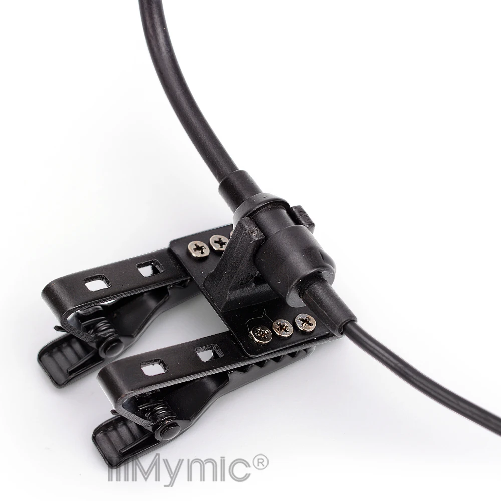 Regola l'angolazione!! Microfono a condensatore Lavalier risvolto doppia Clip in metallo per trasmettitore Wireless Sennheiser jack da 3.5mm