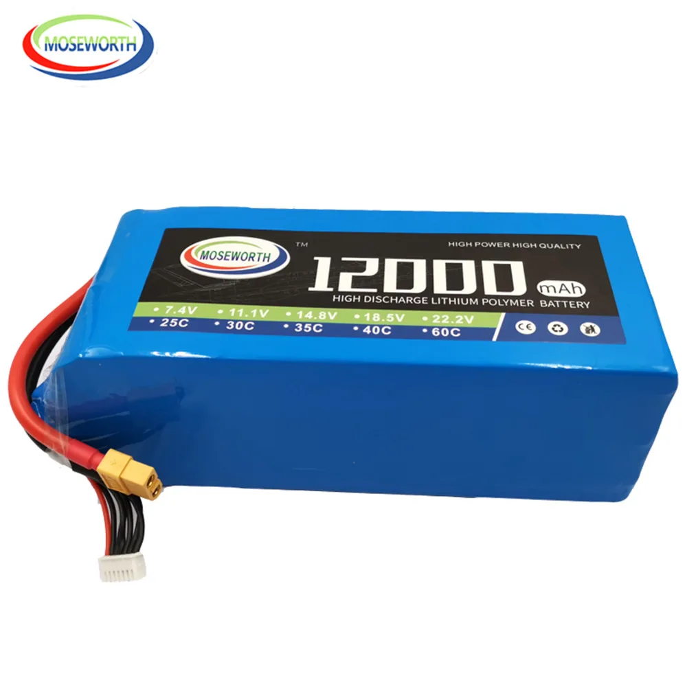 RC Aircraft LiPo Battery 22.2V 12000mAh 25C 6S for RC Airplane Drone Quadrotor Car Boat Helicopter 6S RC Batteries LiPo 22.2V