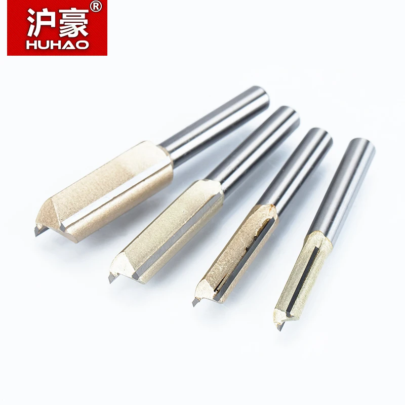 HUHAO 1pcs 1/4" 1/2"Shank 2 Flute Straight Bit Woodworking Tools Router Bit for Wood Tungsten Carbide Endmill Milling Cutter