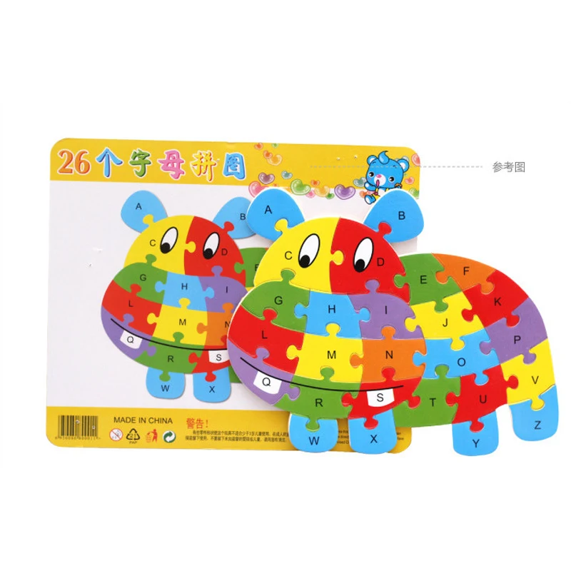 Kinderen Intelligentie Speelgoed Cognitie Engels Brief Bouwstenen Hout Dier Puzzel Baby Educatief Speelgoed Kid Geschenken