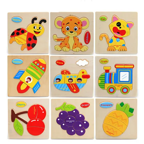 

Baby Wooden 3D Puzzle Jigsaw Wooden Toys For Children Cartoon Animal Puzzles Intelligence Kids Children Educational Toy